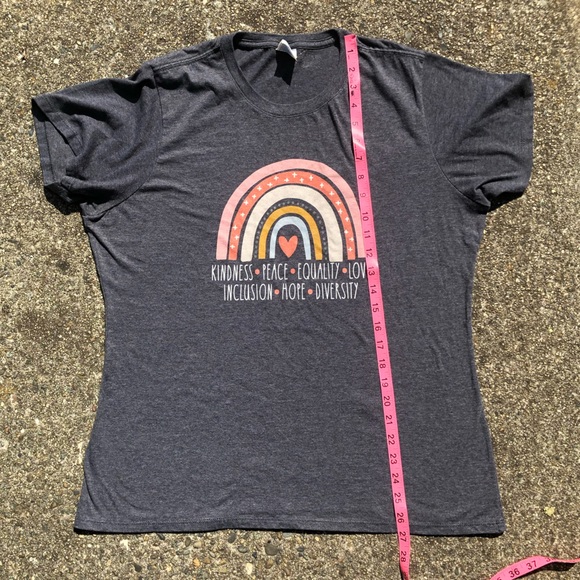 “Kindness+Peace+Equality+Love+inclusion+Hope+Diversity” Screen print Tee (Large) - Picture 3 of 3